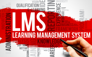 A hand underlines LMS Learning Management System, alongside words like goal and career—ideal for WordPress CMS & WooCommerce Expert Agency. WPenabled.com