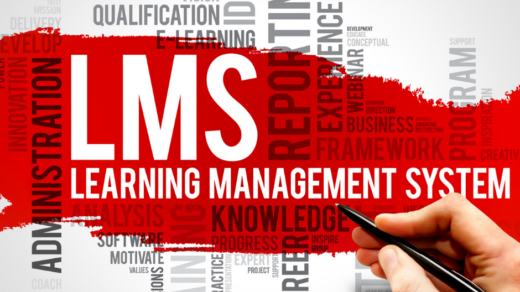 A hand underlines LMS Learning Management System, alongside words like goal and career—ideal for WordPress CMS & WooCommerce Expert Agency. WPenabled.com