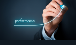 A person in a suit draws an upward arrow labelled performance, symbolising growth for WordPress CMS & WooCommerce Expert Agency WPenabled.com. WPenabled.com