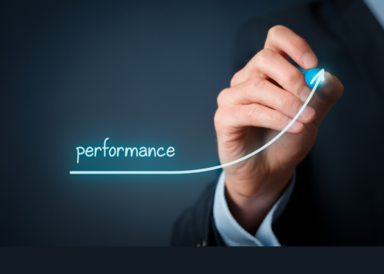 A person in a suit draws an upward arrow labelled performance, symbolising growth for WordPress CMS & WooCommerce Expert Agency WPenabled.com. WPenabled.com